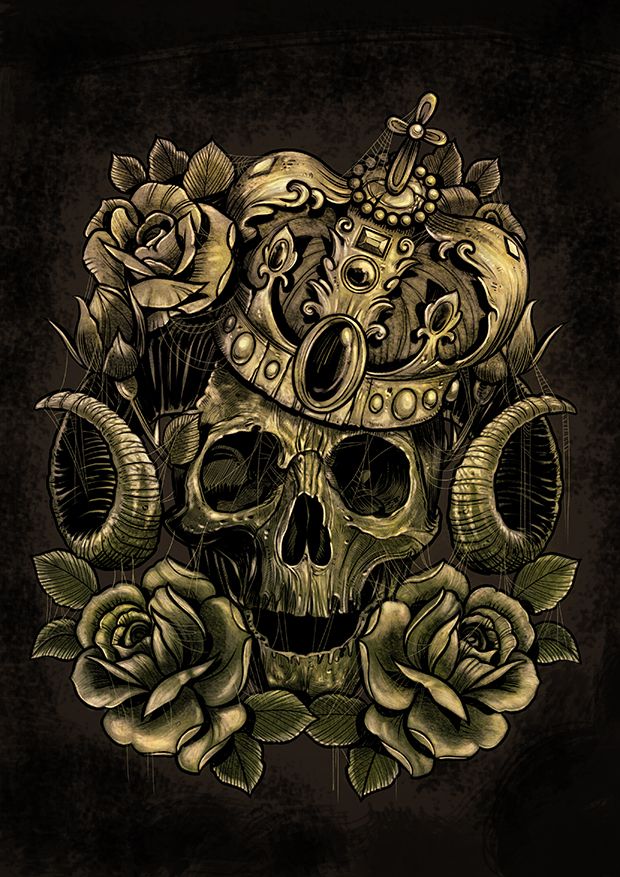 620x877 Skull Crown And Roses By Andre77rodrigues Instaskulls