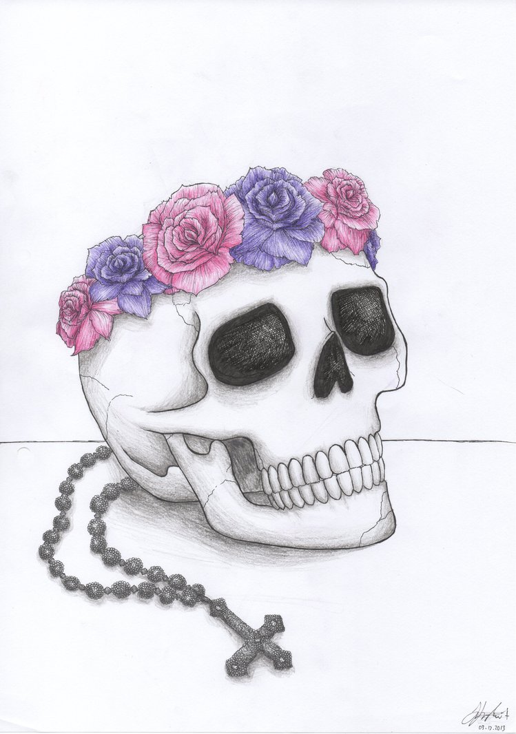749x1066 Skull With Rose Crown By Juliapavlovic
