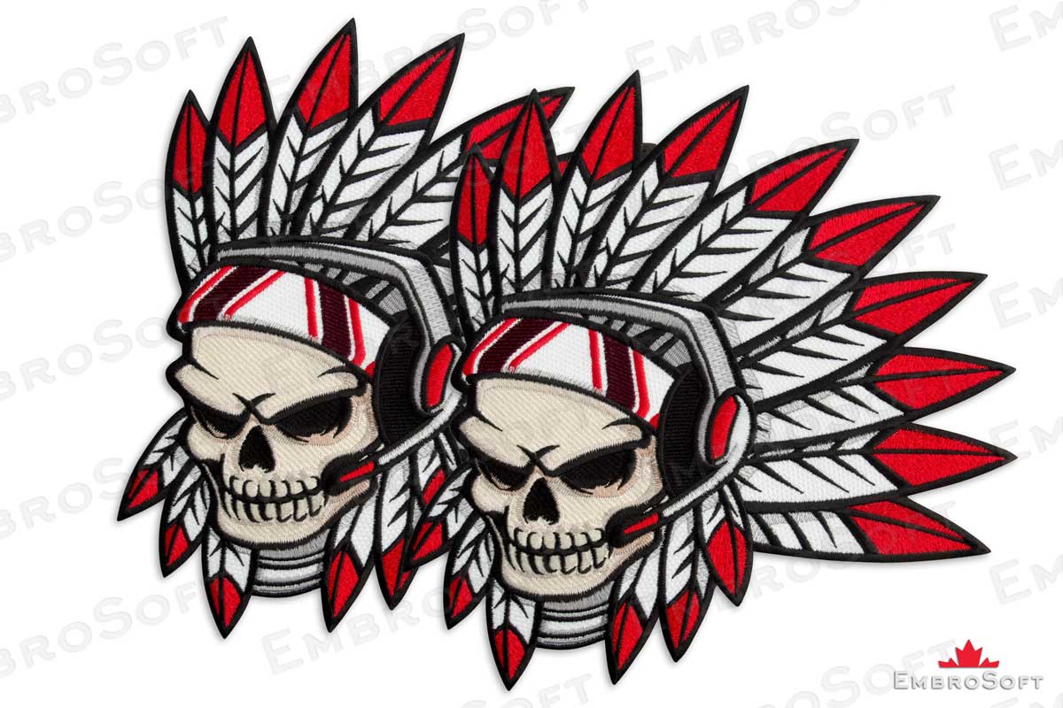 1200x800 Large Patch Indian Future Punk Skull With Headphones