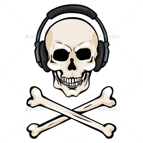 590x590 Skull With Headphones And Cross Bones