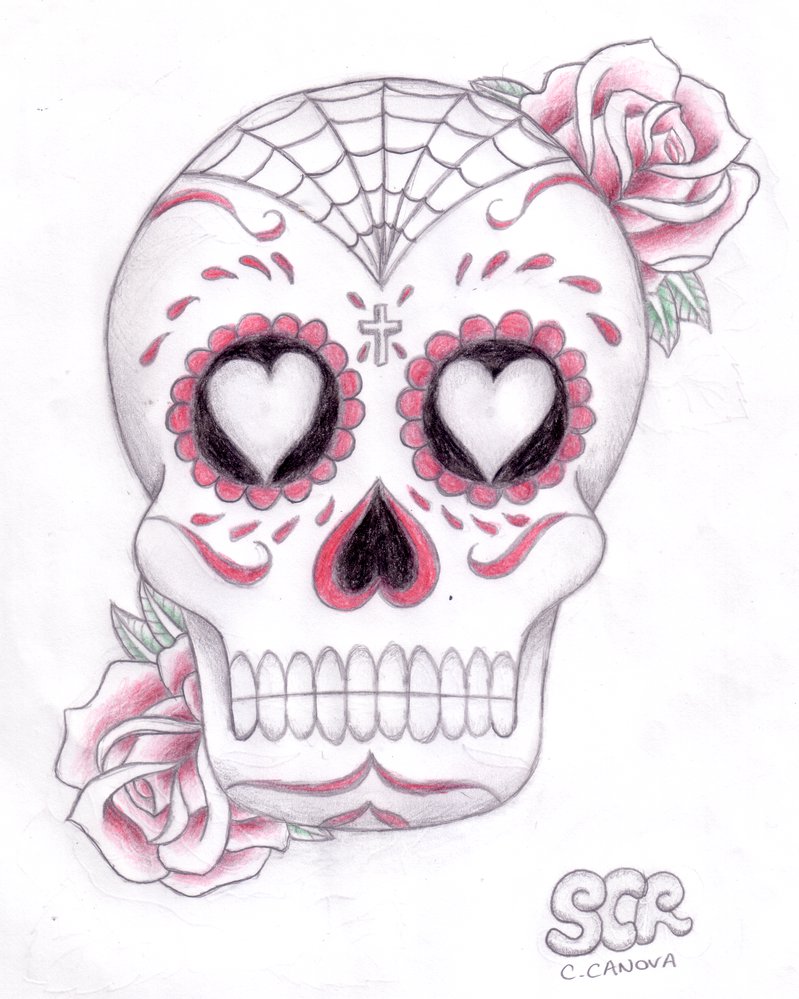 799x999 Sugar Skull N' Roses By Steelchildrocks