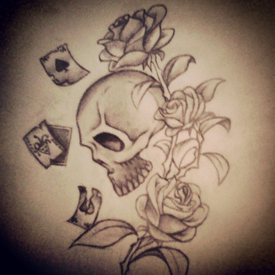 Skull With Roses Drawing at GetDrawings | Free download