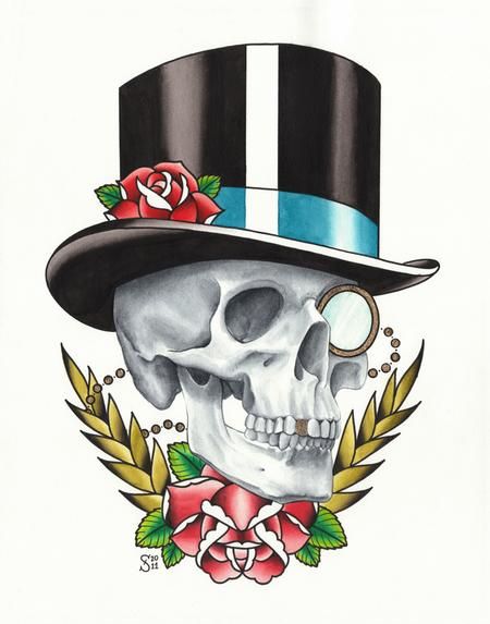 450x573 Top Hat Skull Projects To Try Tattoo, Tatoo