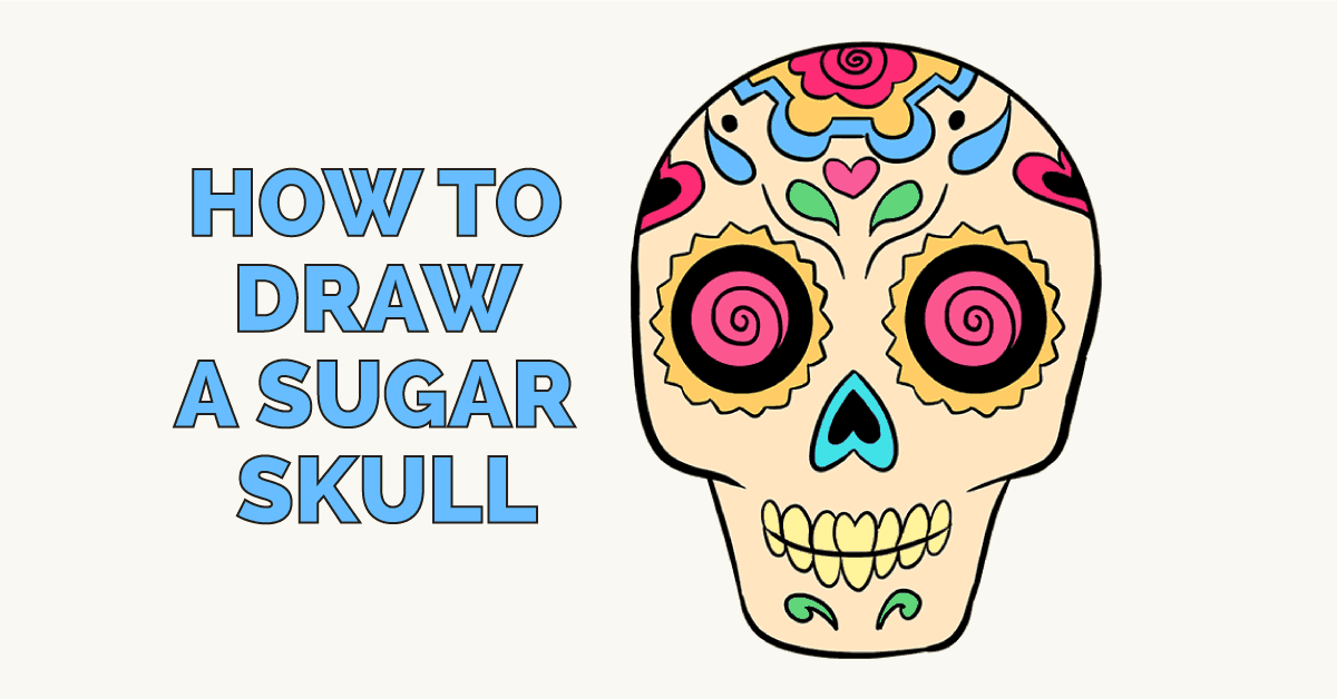 1200x628 How To Draw A Sugar Skull Step By Step Tutorial Easy Drawing