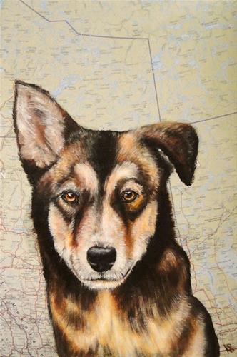 332x500 Daily paintworks  +sled Dog puppy  +original+fine+art+for+sale