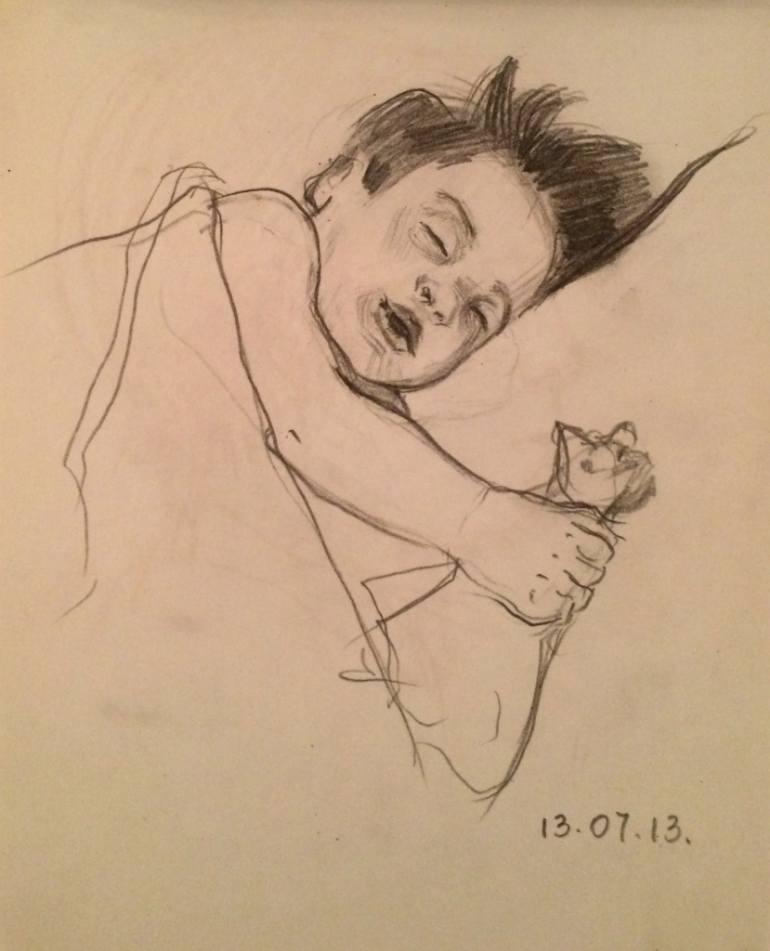770x951 Saatchi Art Sleeping Boyseries Of Drawings Drawing By Armine