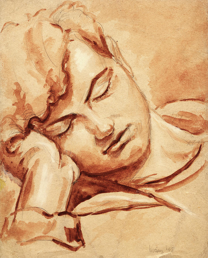 724x900 Sleeping Boy Painting By Horst Braun