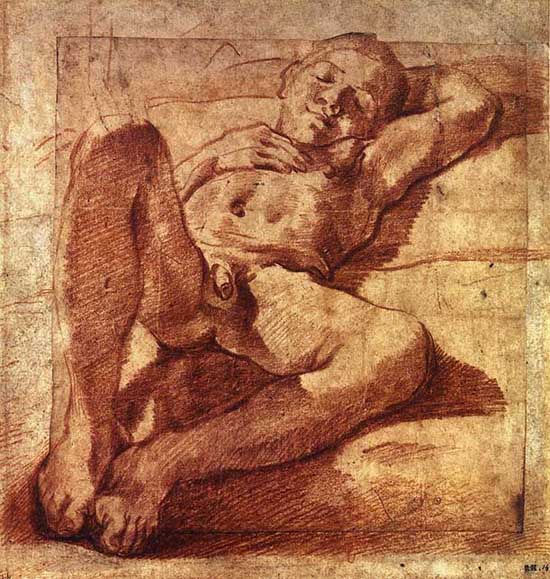 550x579 Study Of A Sleeping Boy (1585) [1][2] Is A Drawing By Ludovico