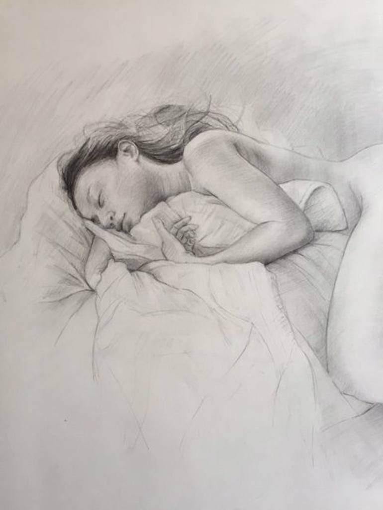 770x1027 Saatchi Art Girl Sleeping Drawing By Christopher Lopresti