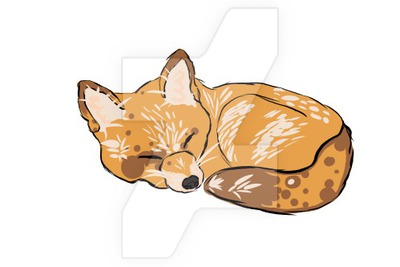 400x267 Sleeping Red Fox Drawing By Roda122