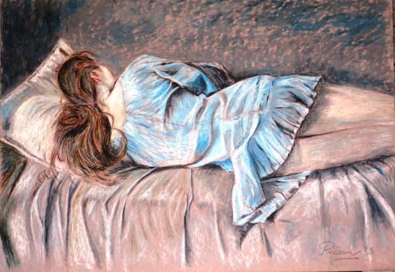 770x531 Saatchi Art Sleeping Girl Drawing By Prasun Roychoudhury