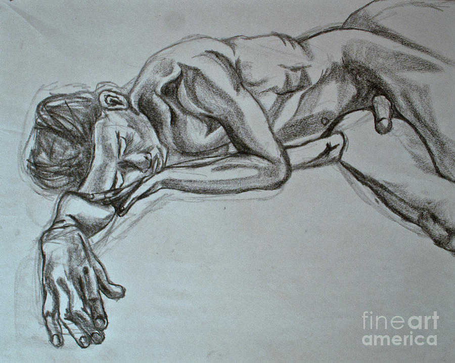 900x717 Sleeping Man Drawing By Cassandra Ronning