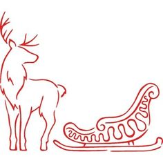 236x236 Minimal Image Of A Reindeer And Sleigh Reindeer Drawing