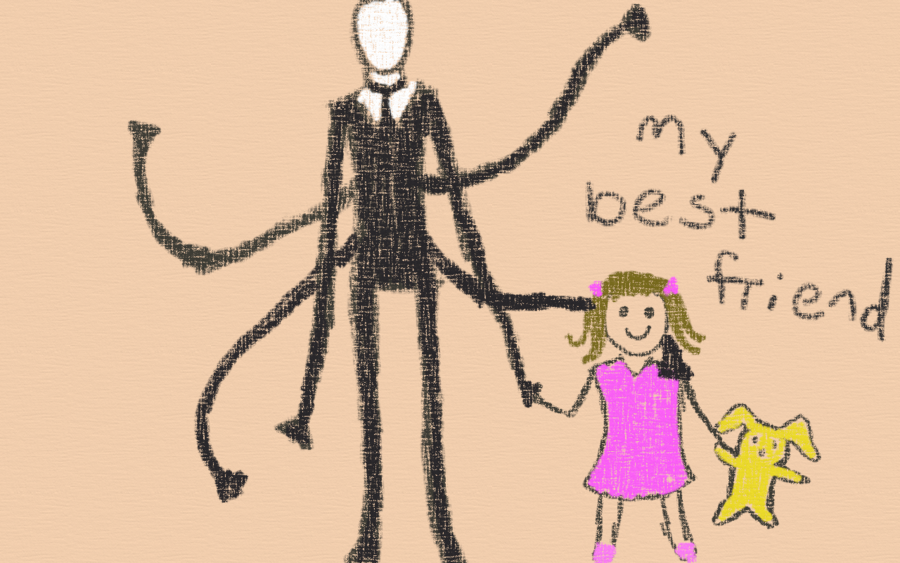 900x563 Slenderman Child's Drawing, 1989 By Dandelionpoof