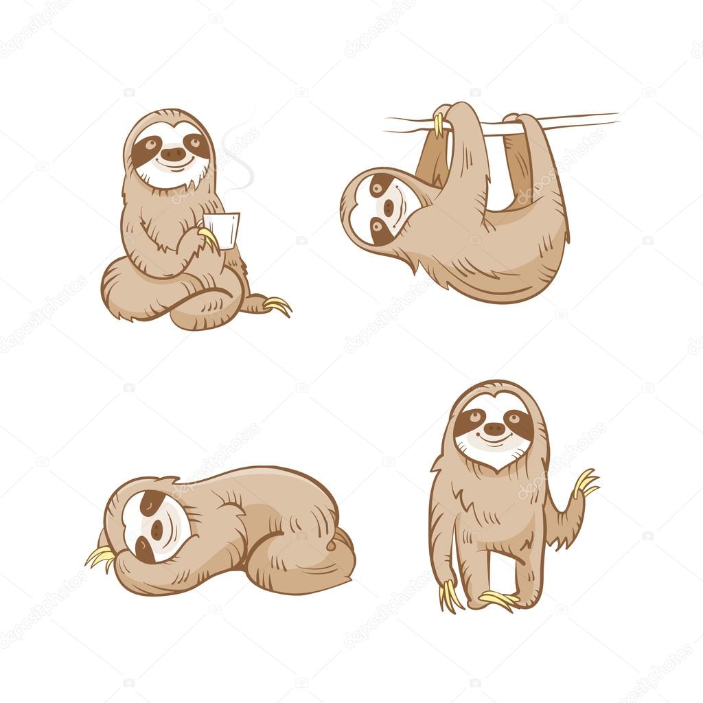 1024x1024 Cartoon Sloths Set. Stock Vector Voron4ihina