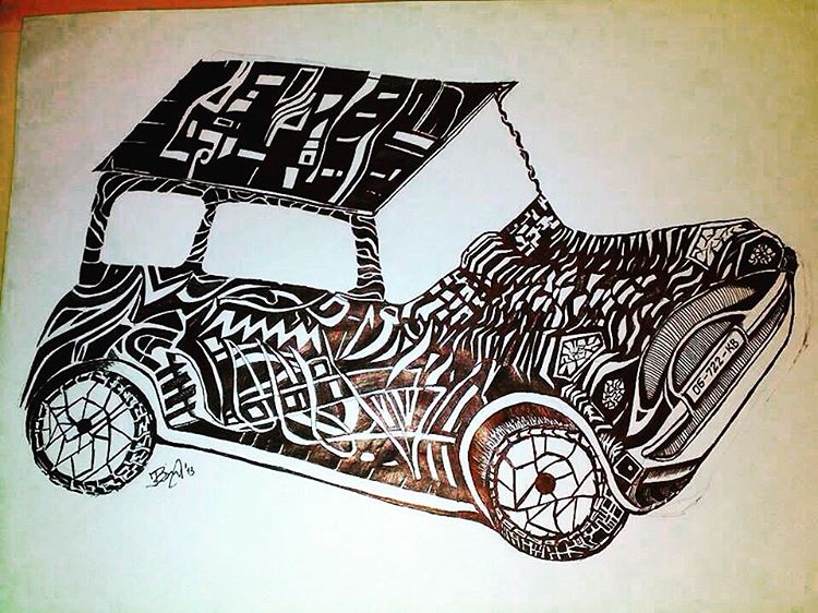 750x562 Doodle Art Car Drawing Pen Art Small Car Black And White