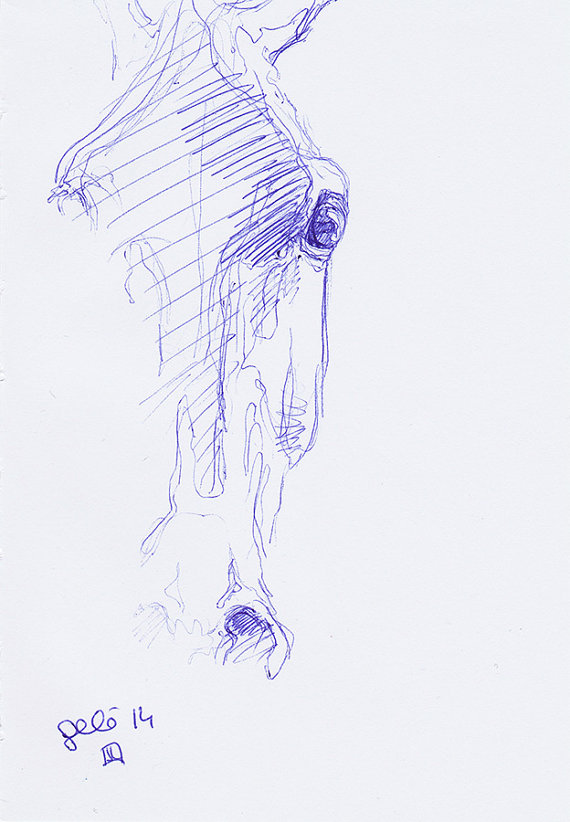 570x822 Small Painting, Contemporary Horse Art, Original Art, Black Chalk