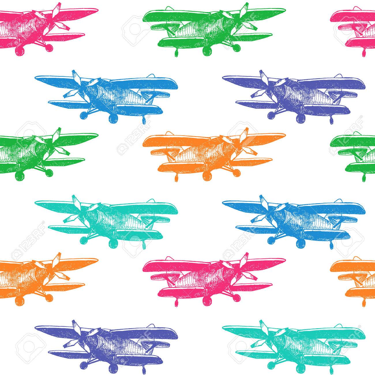 1300x1300 Vector Illustration Of Small Plane Sketch For Design, Website