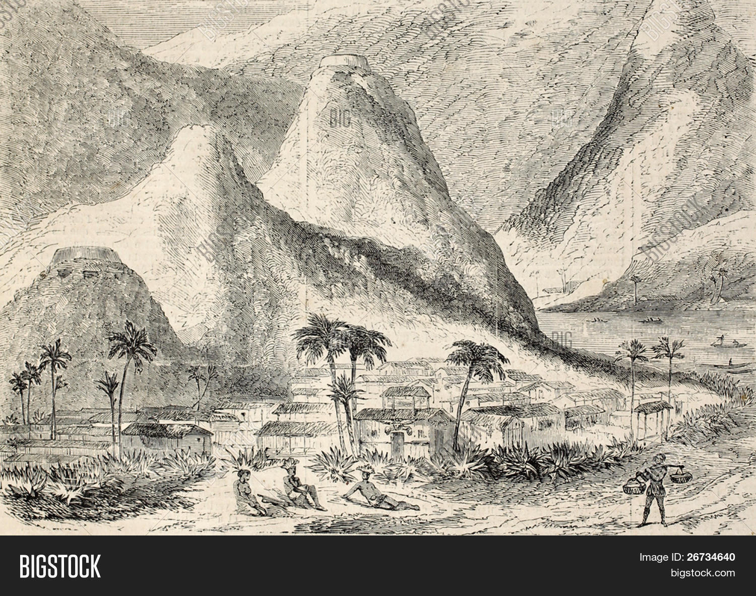 1500x1182 Antique Illustration Small Village Image Amp Photo Bigstock