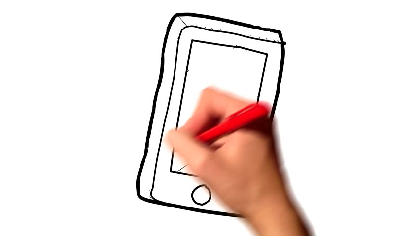 852x480 A Hand Drawing Smartphone (Blue Ink) Animation Stock Footage Video