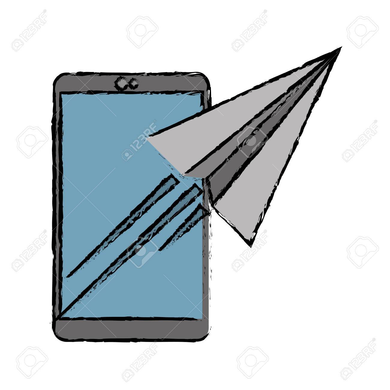 1300x1300 Drawing Smartphone Sending Email Concept Vector Illustration