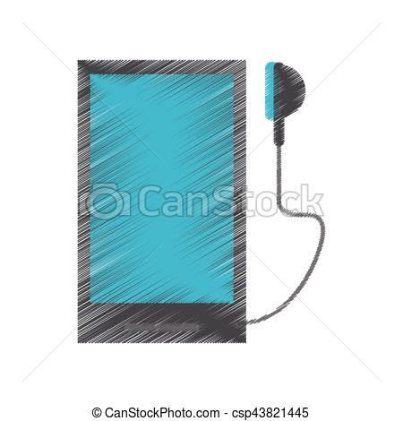 450x470 Drawing Smartphone Mobile Music Earphones Audio Vector Eps