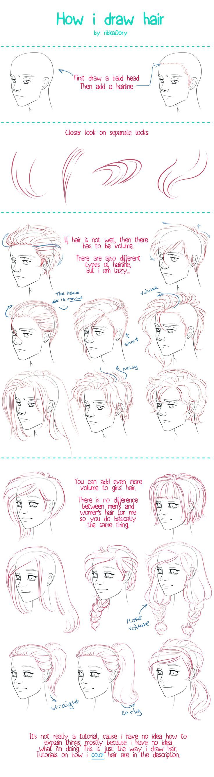 736x2673 How To Draw Hair Tutorial By =ribkadory On By Drawing
