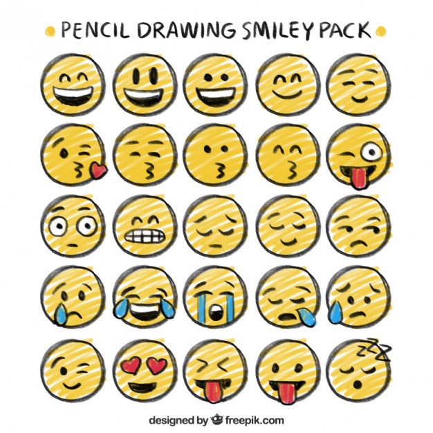 626x626 Pencil Drawing Smiley Pack Vector Free Download