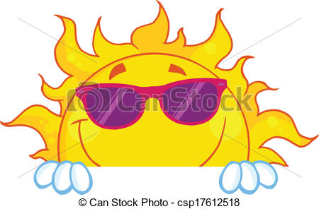 450x296 Smiling Sun With Sunglasses Over A Sign Board Vector Clip Art