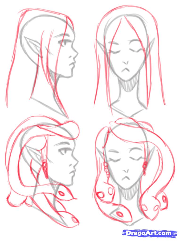 760x1024 How To Draw A Naga, Snake Woman Step 3 Drawing