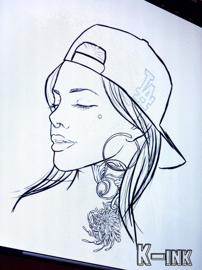 852x1136 Snapback Tattoo Girl