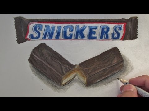 480x360 Realistic Snickers Chocolate Bar (Speed Drawing)