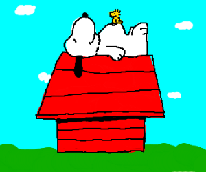 300x250 Snoopy On His Dog House