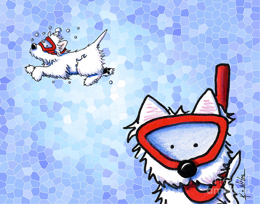 900x707 Snorkel Westies Mosaic Ocean Drawing By Kim Niles