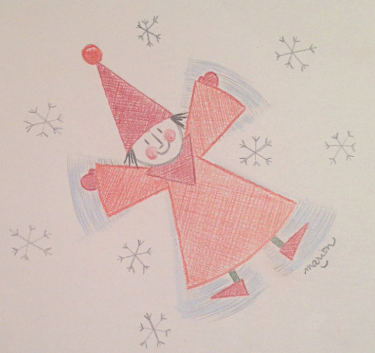 730x687 Snow Angel Colored Pencil Drawing By Marion On My Desk