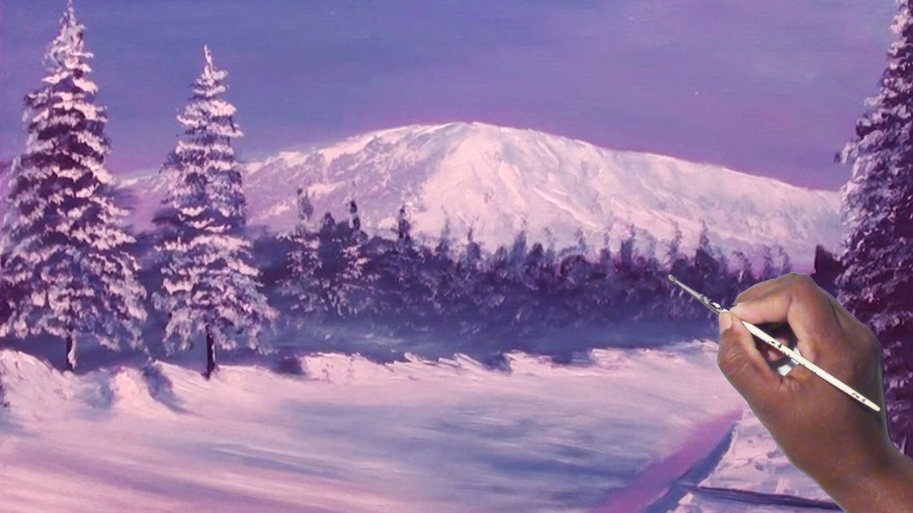 1280x720 How To Draw Oil Painting Snow Capped Mountain ,beautiful