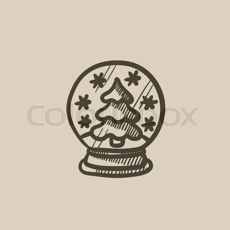 800x800 Snow Globe With Christmas Tree Vector Sketch Icon Isolated
