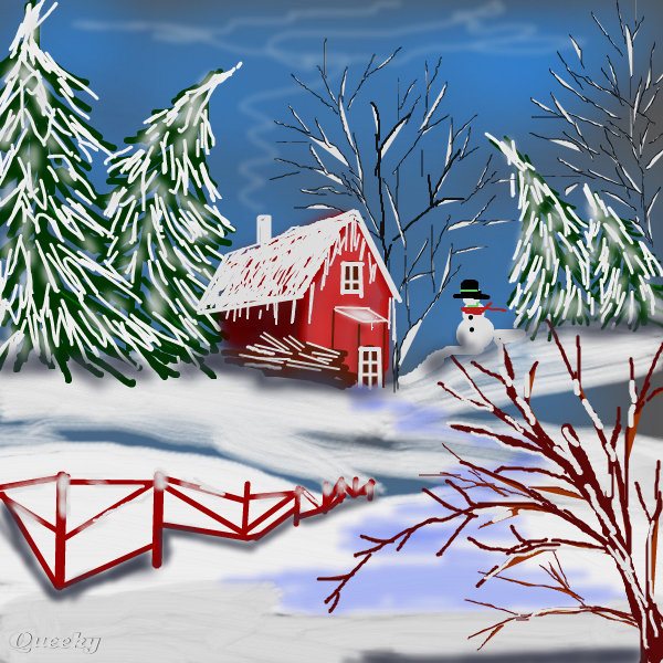 600x600 Winter World A Landscape Speedpaint Drawing By Sketchpad