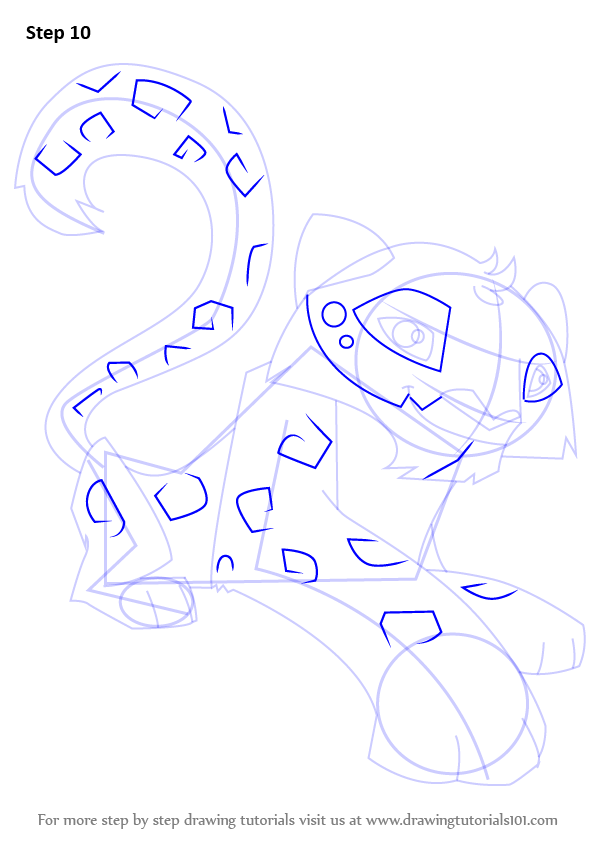 599x846 Learn How To Draw Snow Leopard From Animal Jam (Animal Jam) Step