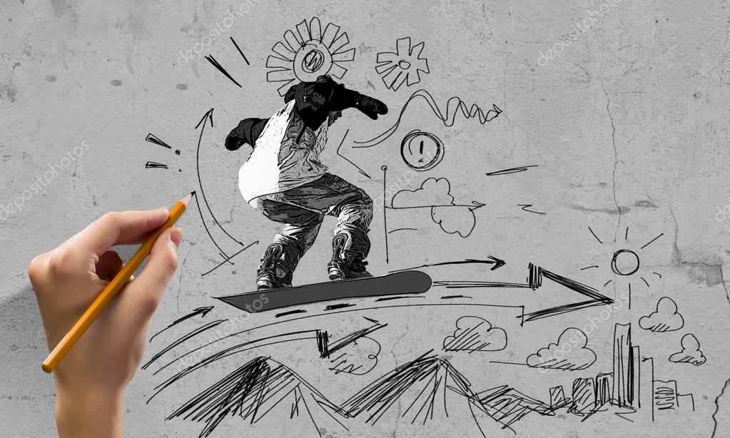 1023x614 Snowboarding Sketch Stock Photo Sergeynivens