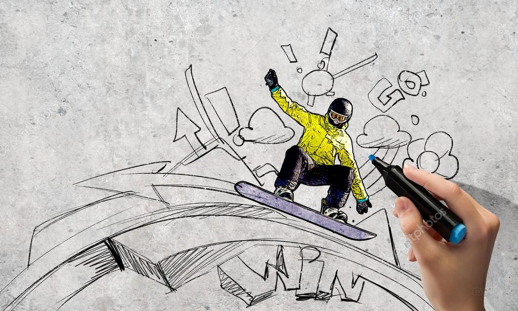 1023x614 Snowboarding Sketch Stock Photo Sergeynivens