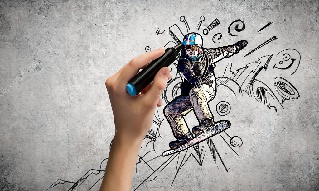 1023x614 Snowboarding Sketch Stock Photo Sergeynivens