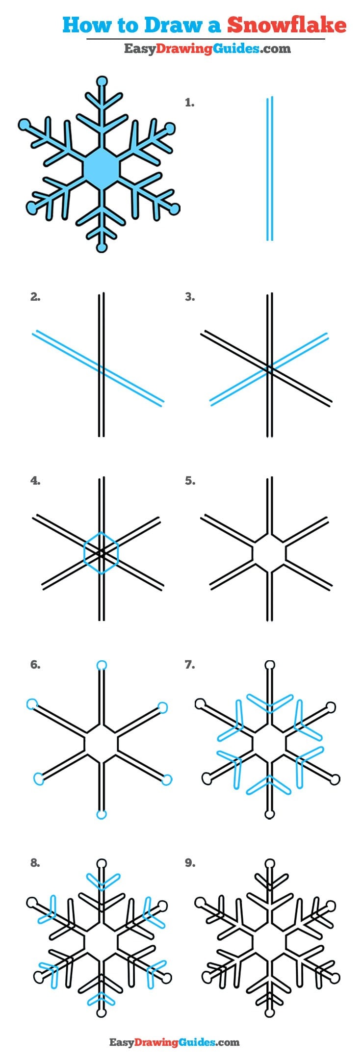736x2167 How To Draw A Snowflake