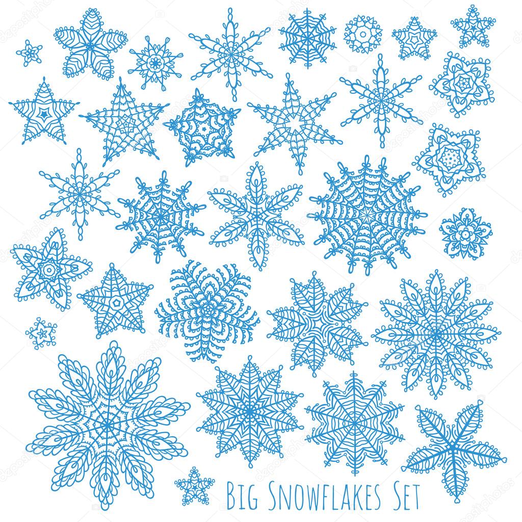 1024x1024 Winter Hand Drawing Snowflakes Stock Vector Annasuchkova