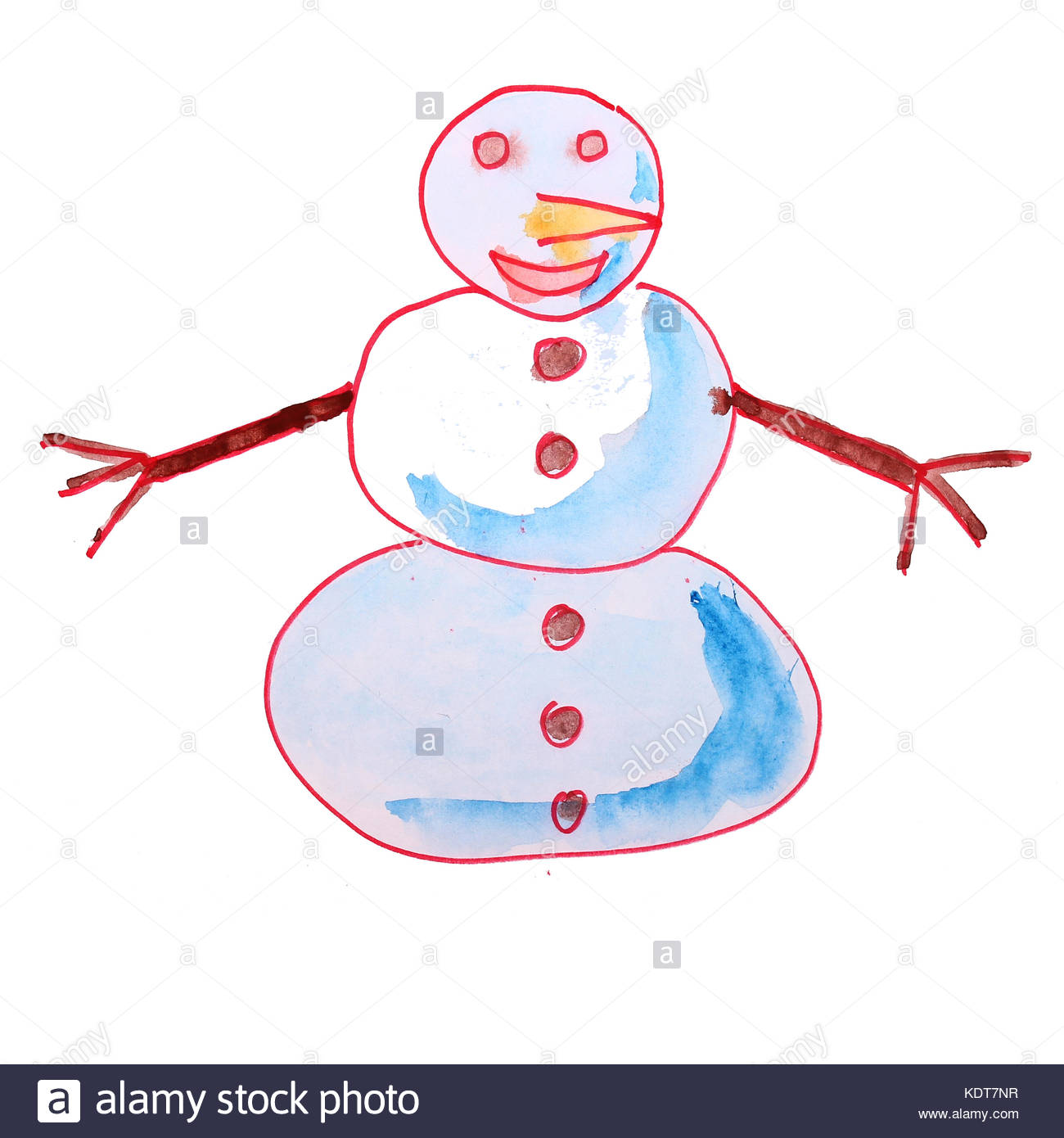 1300x1390 Snowman Drawing Watercolor Cartoon Isolated On A White Backgroun