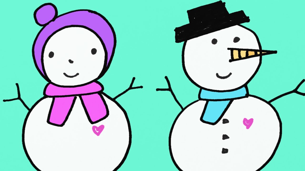 1280x720 How To Draw A Snowman Cartoon For Kids Step By Step Drawing Lesson