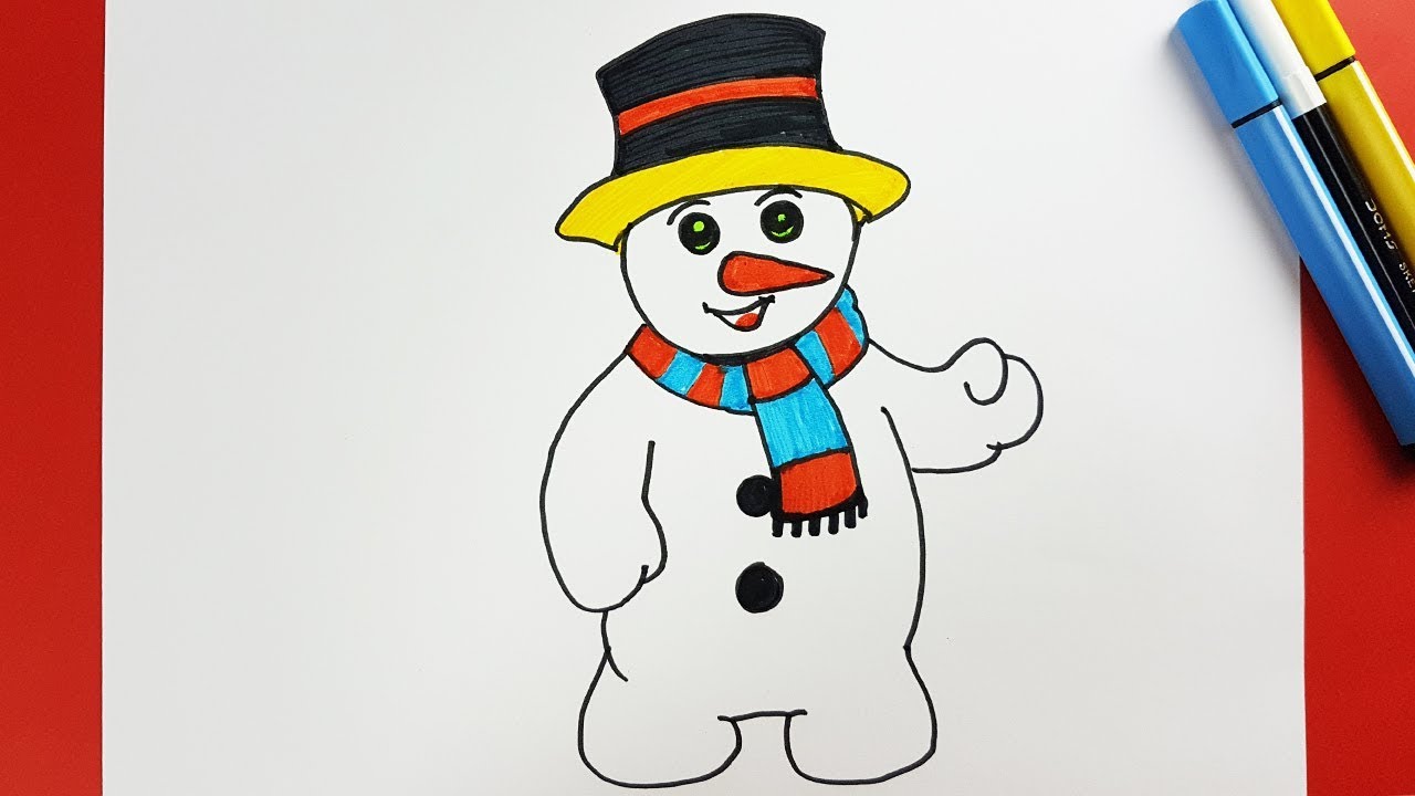 1280x720 How To Draw A Snowman Easily Step By Step For Christmas Kids