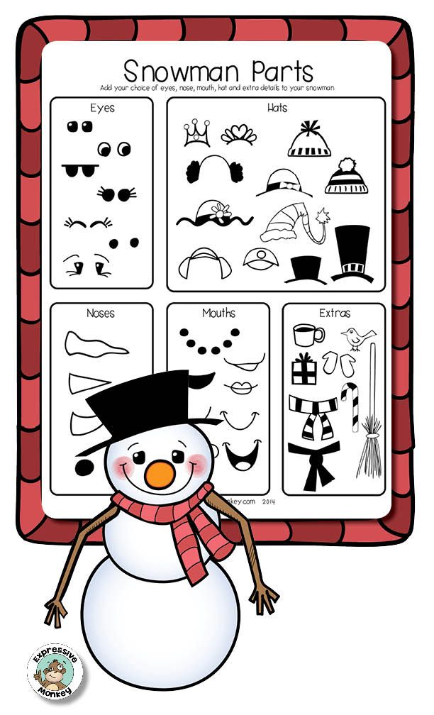 612x1008 Snowman Craft Drawing Kit Snowman, Monkey And Drawings