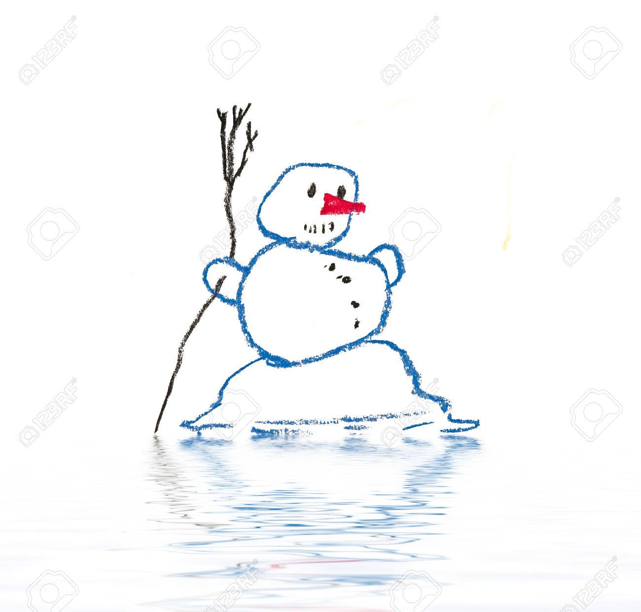 1300x1240 Drawing Of Melting Snowman Royalty Free Stock