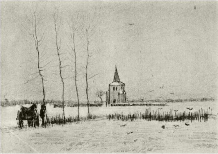 750x530 Snowy Landscape With The Old Tower By Vincent Van Gogh